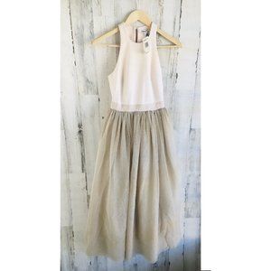 NWT $695 Elizabeth and James Sparkle Aneko Metallic Tulle Midi Dress SAKS